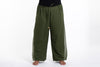Plus Size Women's Thai Harem Double Layers Palazzo Pants in Solid Green