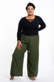 Wholesale Plus Size Women's Thai Harem Double Layers Palazzo Pants in Solid Green - $12.75