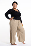 Wholesale Plus Size Women's Thai Harem Double Layers Palazzo Pants in Solid Tan - $12.75