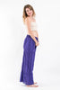 Pleated Cotton Palazzo Pants in Violet