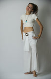 Wholesale Women's Thai Harem Palazzo Pants in Solid White - $10.20