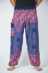Geometric Mandalas Unisex Harem Pants in Blue