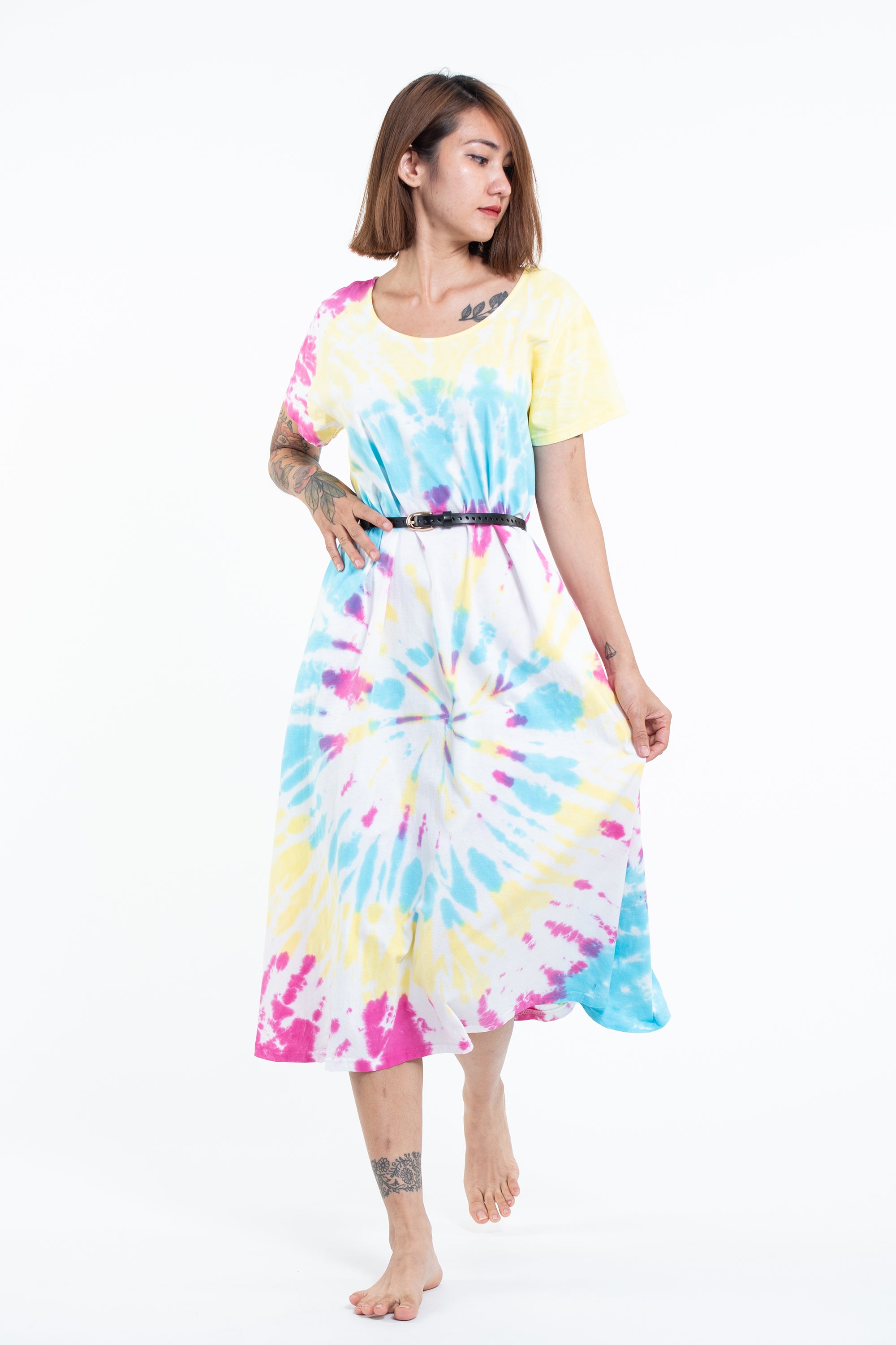 tie dye loose dress Tie Dye Loose Midi Dress in Blue