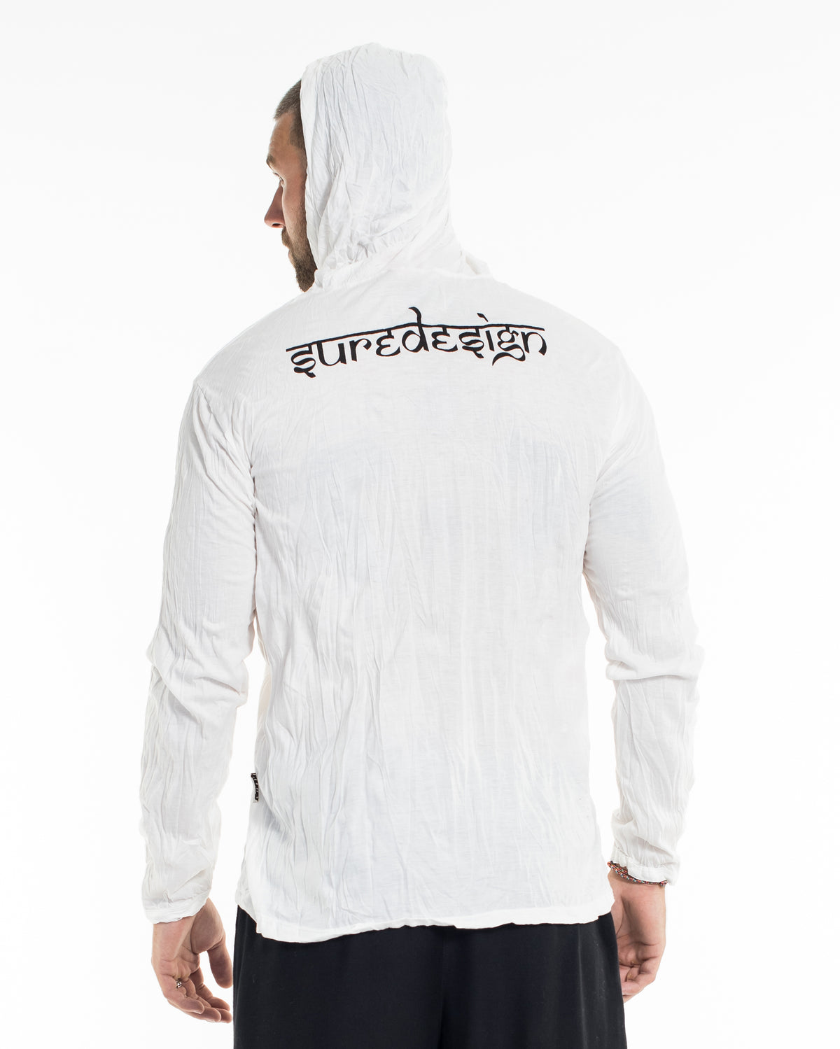 Sure Design Unisex Hand of Om Hoodie White