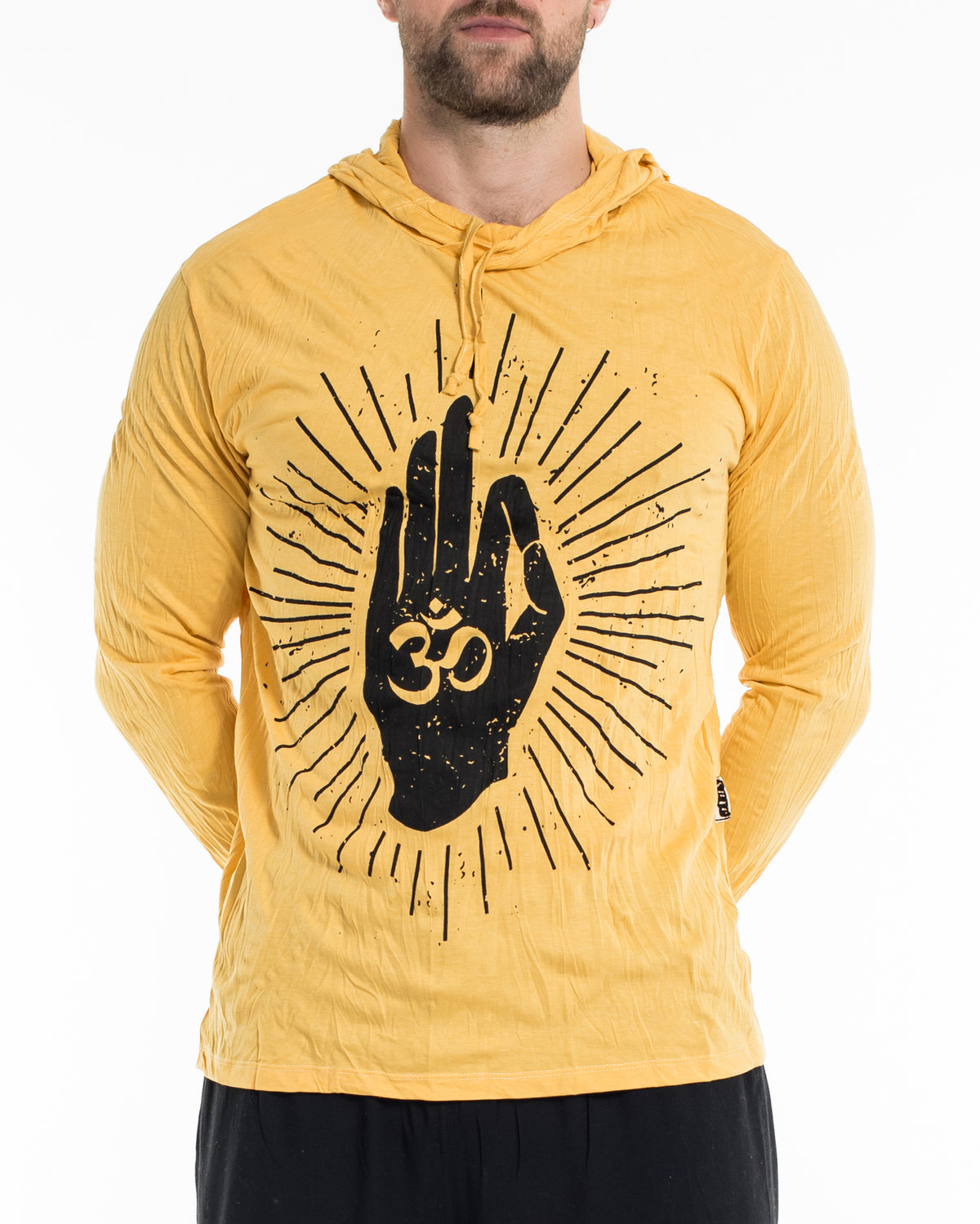 Sure Design Unisex Hand of Om Hoodie Yellow
