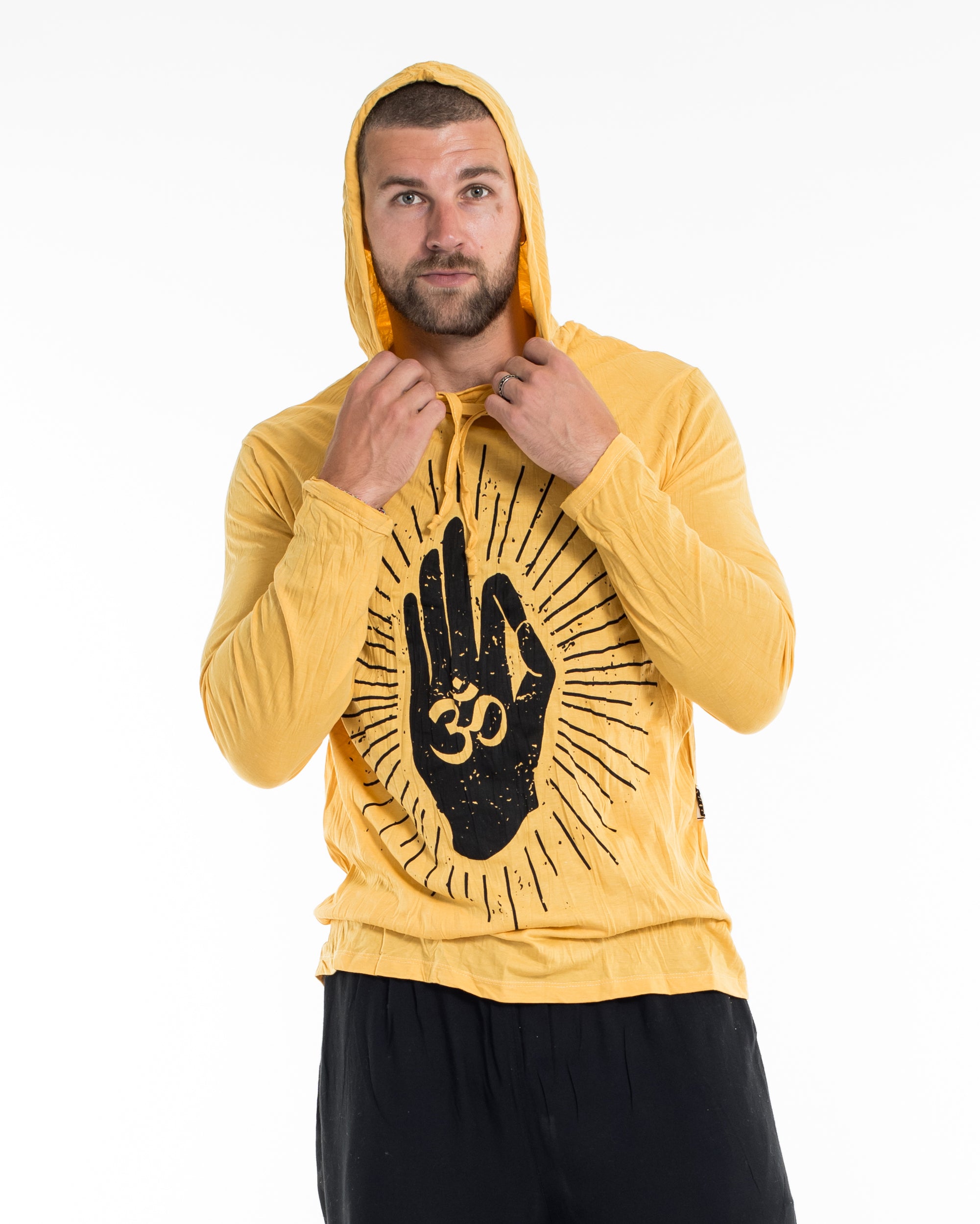 Sure Design Unisex Hand of Om Hoodie Yellow