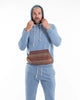 Unisex Terry Pullover Hoodie with Tribal Pockets in Light Blue (Size M - XL)