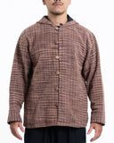 Wholesale Unisex Light Hooded Button Hand-Woven Cotton Jacket in Brick - $26.00