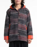Wholesale Light Hooded Button Hand-Woven Cotton Embroidered Jacket in Gray - $29.00