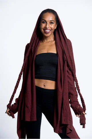 Wrap Around Hoodie Shawl in Maroon