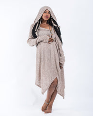 Hooded Pixie Sweater Dress in Cream