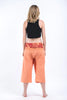 Cropped Fisherman Pants with Pattern Waist Band in Orange