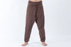 Hand Embroidered Unisex Slim Cut Fisherman Pants in Brown