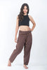 Hand Embroidered Unisex Slim Cut Fisherman Pants in Brown