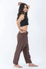 Hand Embroidered Unisex Slim Cut Fisherman Pants in Brown