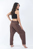 Hand Embroidered Unisex Slim Cut Fisherman Pants in Brown