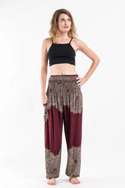 Floral Mandalas Unisex Harem Pants in Maroon