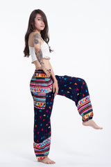 Triangles Unisex Harem Pants in Navy