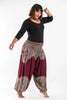 Plus Size Floral Mandalas Unisex Harem Pants in Maroon