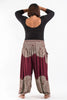 Plus Size Floral Mandalas Unisex Harem Pants in Maroon