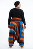 Plus Size Boho Striped Drop Crotch Harem Pants in Rust