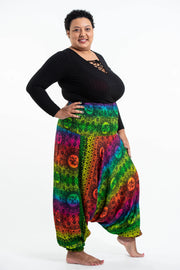 Plus Size Rainbow Elephant Drop Crotch Elephant Pants in Green