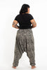 Plus Size Unisex Hill Tribe Paisley Print Harem Pants in Black