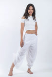 Wholesale Women's Cotton Side Drawstring Palazzo Pants in White - $10.20