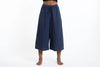 Women's Crinkled Cotton Cropped Pants in Navy