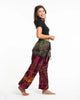 Unisex Tie Dye Cotton Harem Pants in Green Magenta