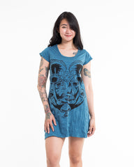 Sure Design Women's Spiritual Shroom Cat Dress Denim Blue
