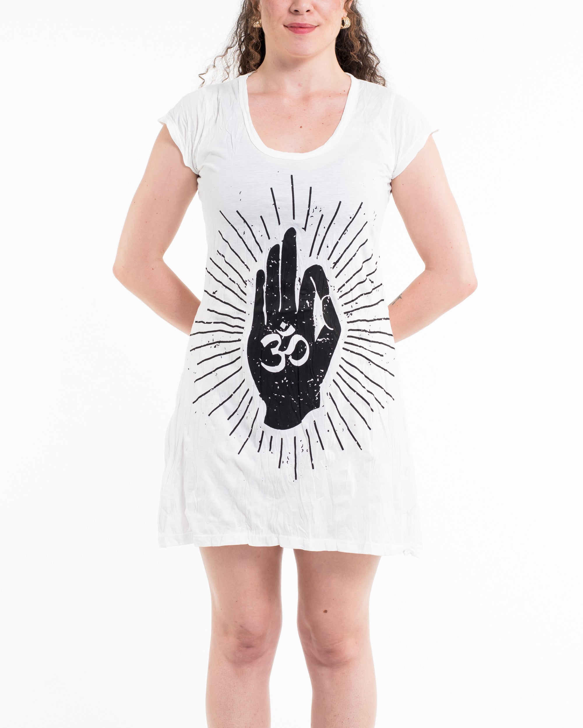 Sure Design Women's Hand of Om Dress White
