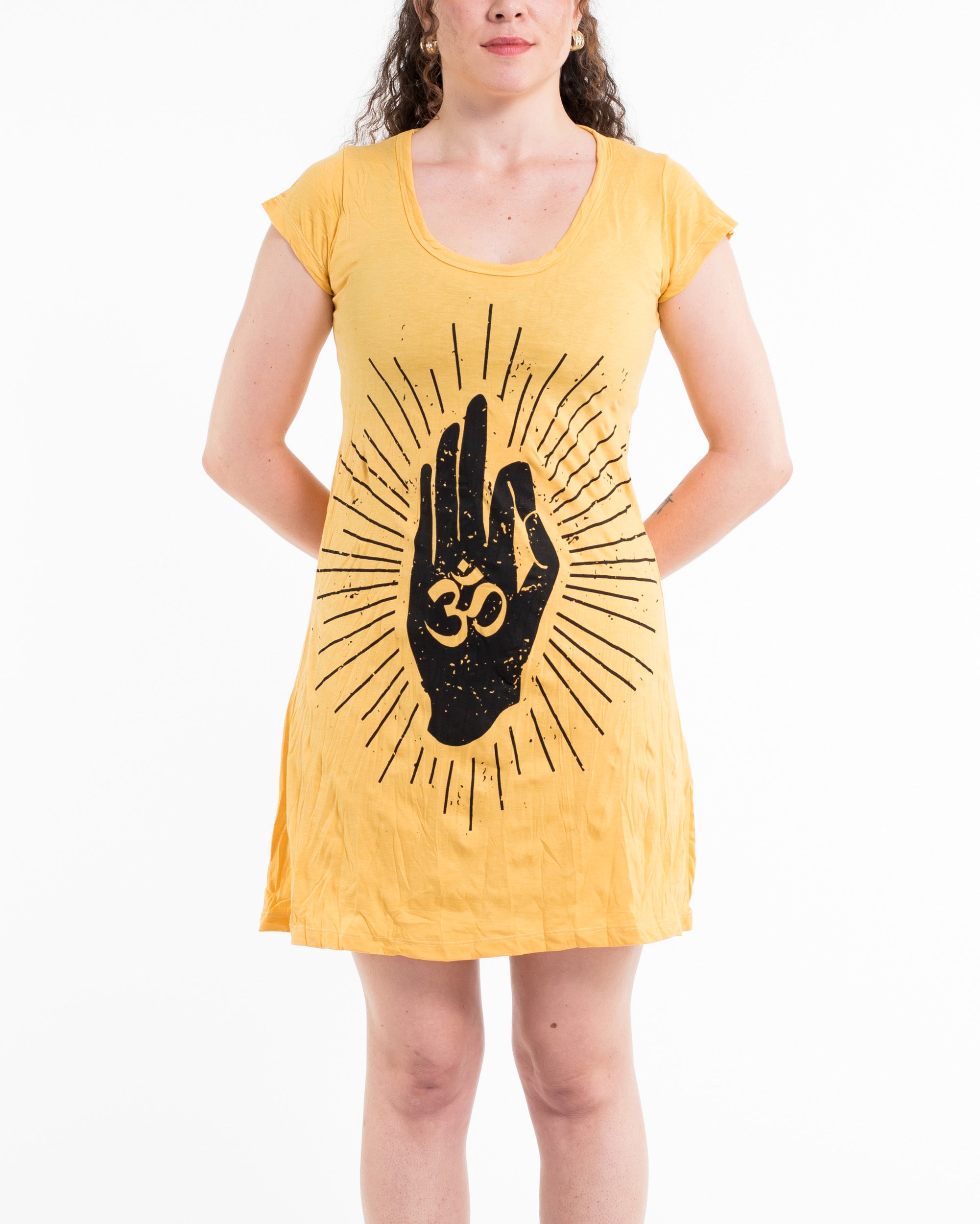 Sure Design Women's Hand of Om Dress Yellow