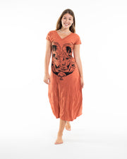 Sure Design Womens Spirit Shroom Cat V Neck Tee Dress Orange