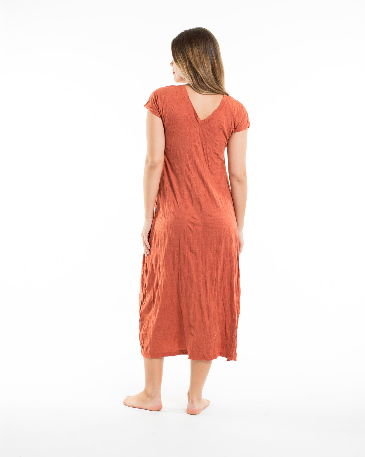 Sure Design Womens Spirit Shroom Cat V Neck Tee Dress Orange