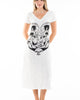 Sure Design Womens Spirit Shroom Cat V Neck Tee Dress White