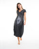Sure Design Womens Hand of Om V Neck Tee Dress Silver on Black