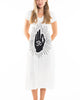 Sure Design Womens Hand of Om V Neck Tee Dress White