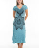 Sure Design Womens Sacred Geometry Mandala V Neck Tee Dress Turquoise