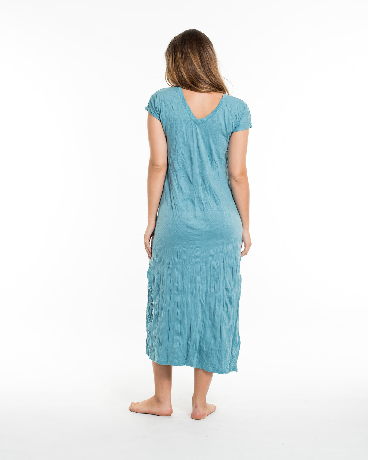 Sure Design Womens Sacred Geometry Mandala V Neck Tee Dress Turquoise