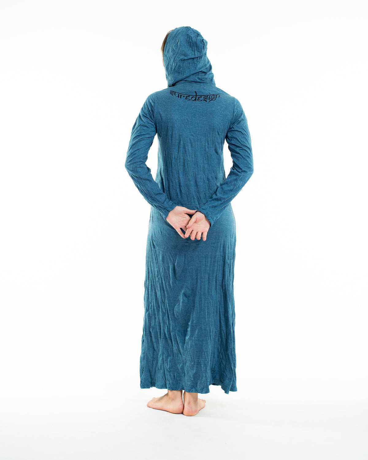 Sure Design Womens Octopus Long Sleeve Hoodie Dress Denim Blue