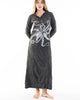 Sure Design Womens Octopus Long Sleeve Hoodie Dress Silver on Black