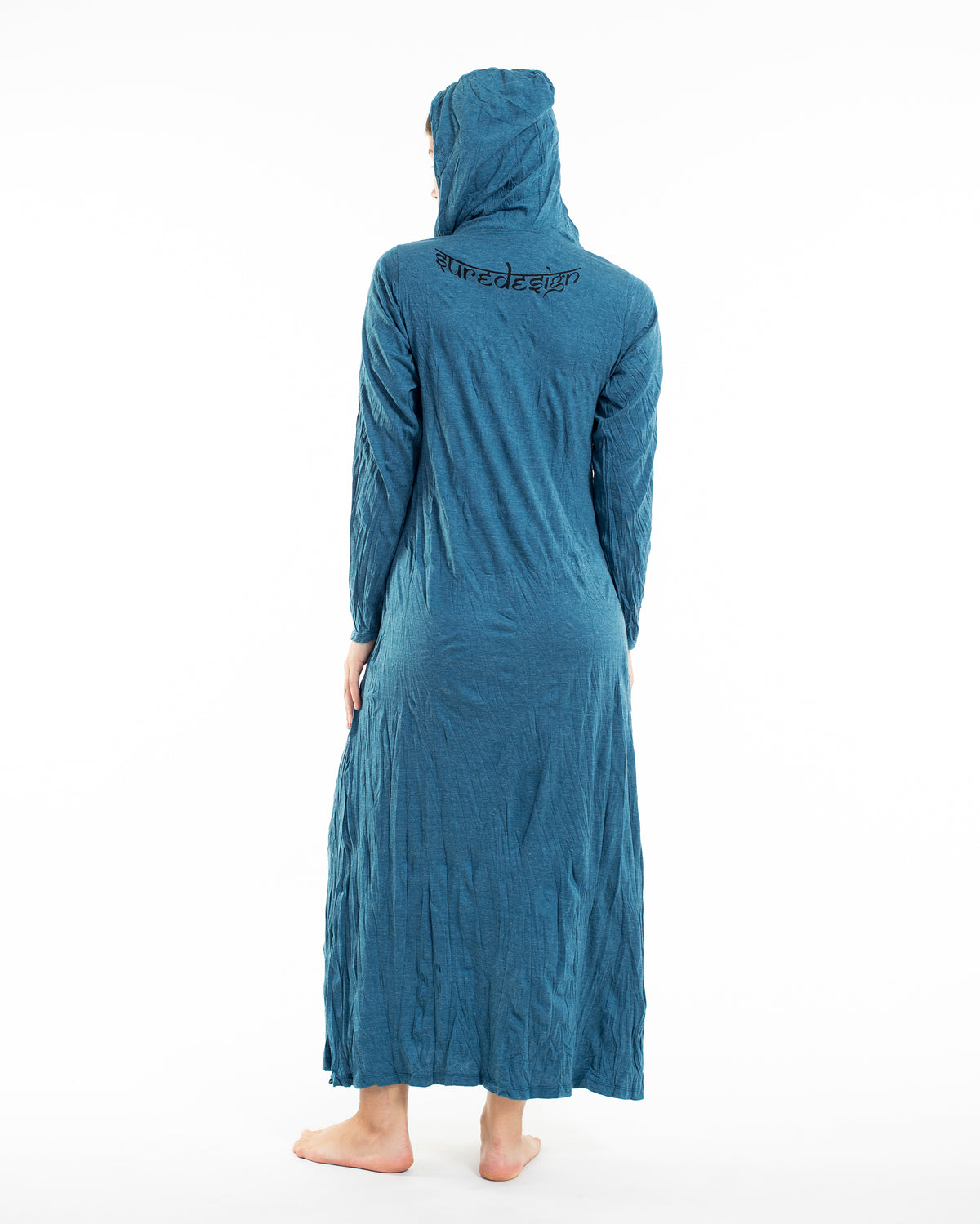 Sure Design Womens Spiritual Shroom Cat Long Sleeve Hoodie Dress Denim Blue