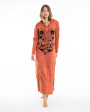 Sure Design Womens Spiritual Shroom Cat Long Sleeve Hoodie Dress Orange