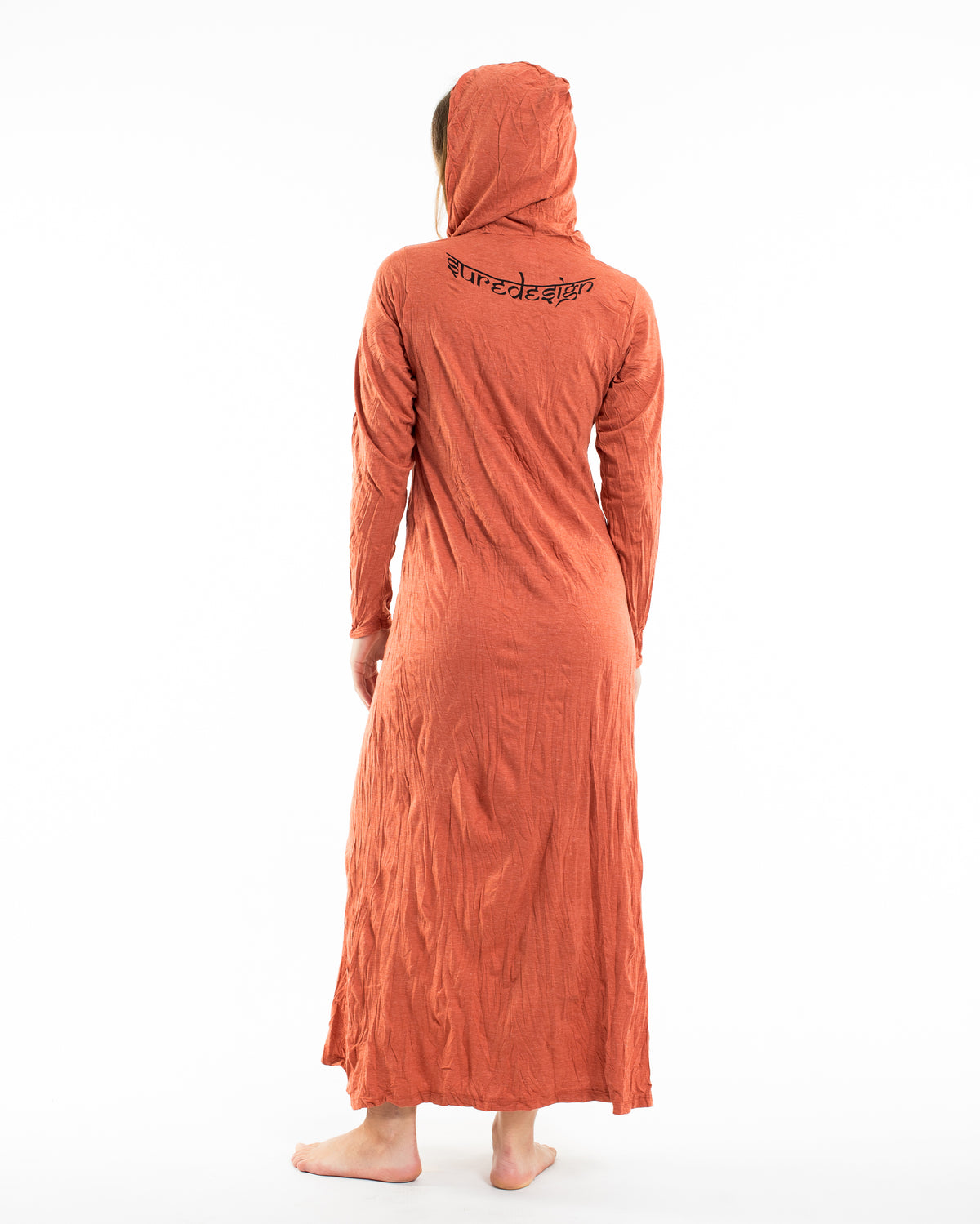 Sure Design Womens Spiritual Shroom Cat Long Sleeve Hoodie Dress Orange