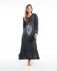 Sure Design Womens Hand of Om Long Sleeve Hoodie Dress Silver on Black