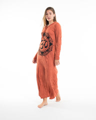 Sure Design Womens Infinitee Om Long Sleeve Hoodie Dress Orange