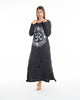 Sure Design Womens Infinitee Om Long Sleeve Hoodie Dress Silver on Black