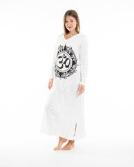 Sure Design Womens Infinitee Om Long Sleeve Hoodie Dress White