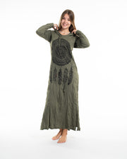 Sure Design Womens Dreamcatcher Long Sleeve Hoodie Dress Green